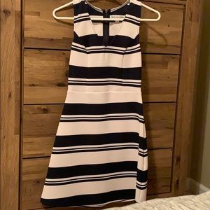 navy and white striped dress